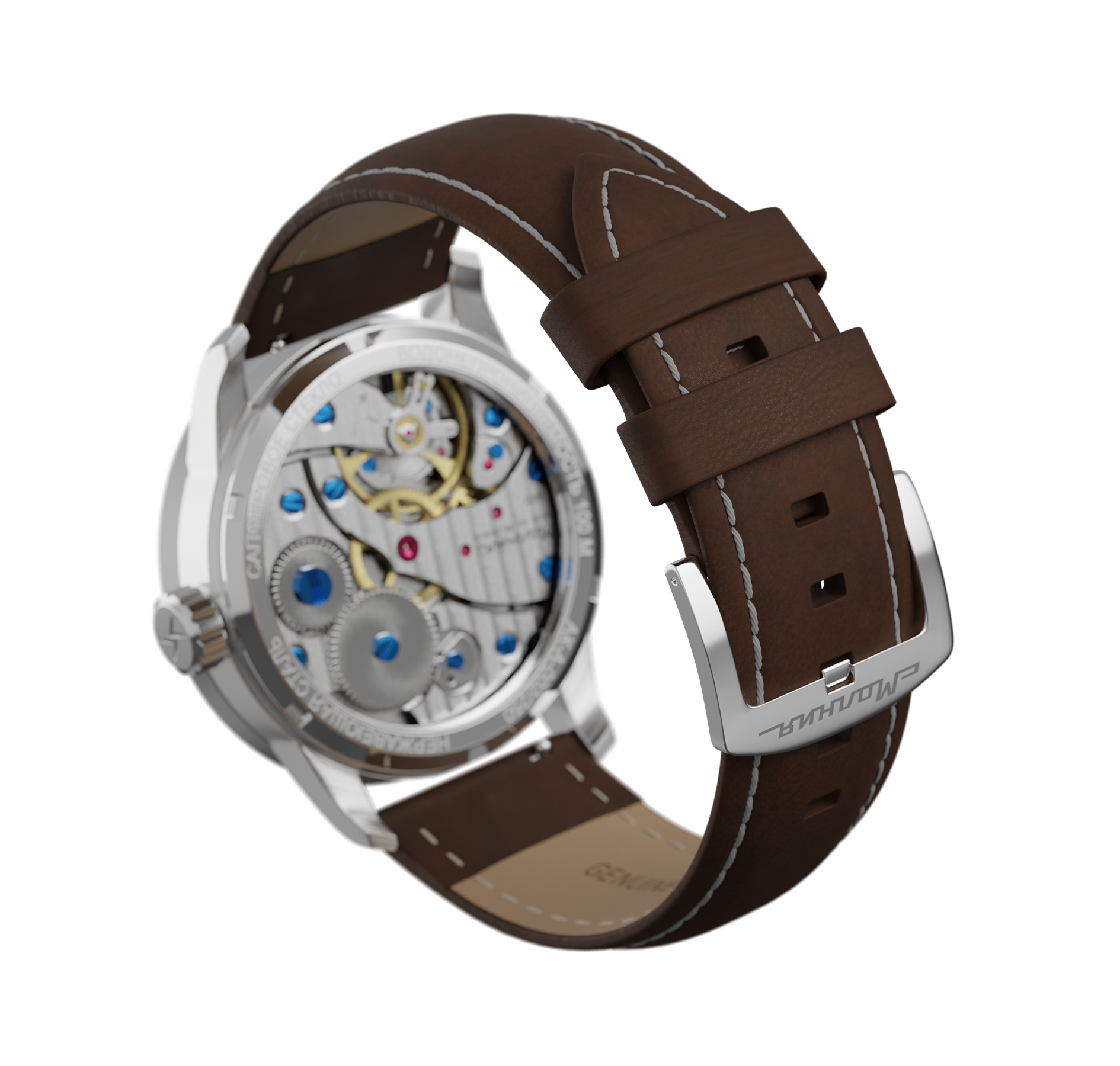Brown nubuck genuine leather strap, quick-change system, military buckle