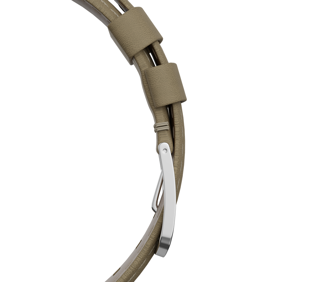 Cuero nobuck beige, sistema de cambio rápido, hebilla