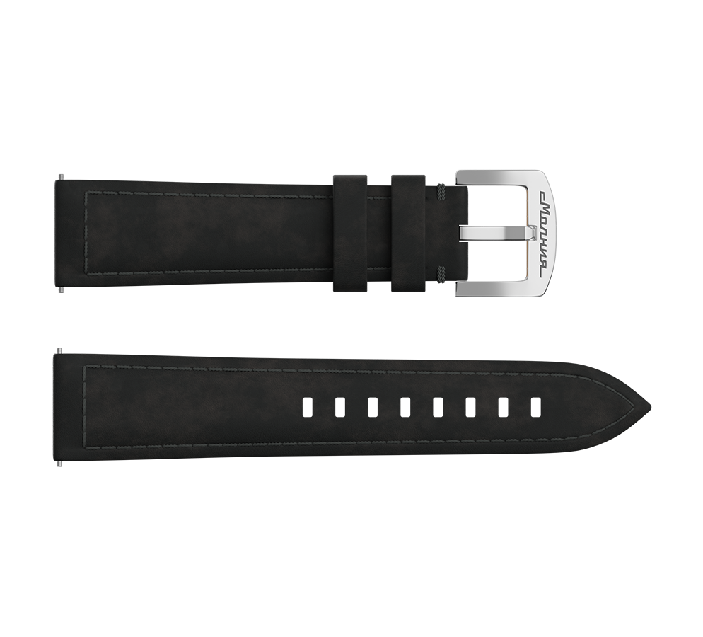 Nubuck genuine leather, grey, quick-change system, buckle clasp