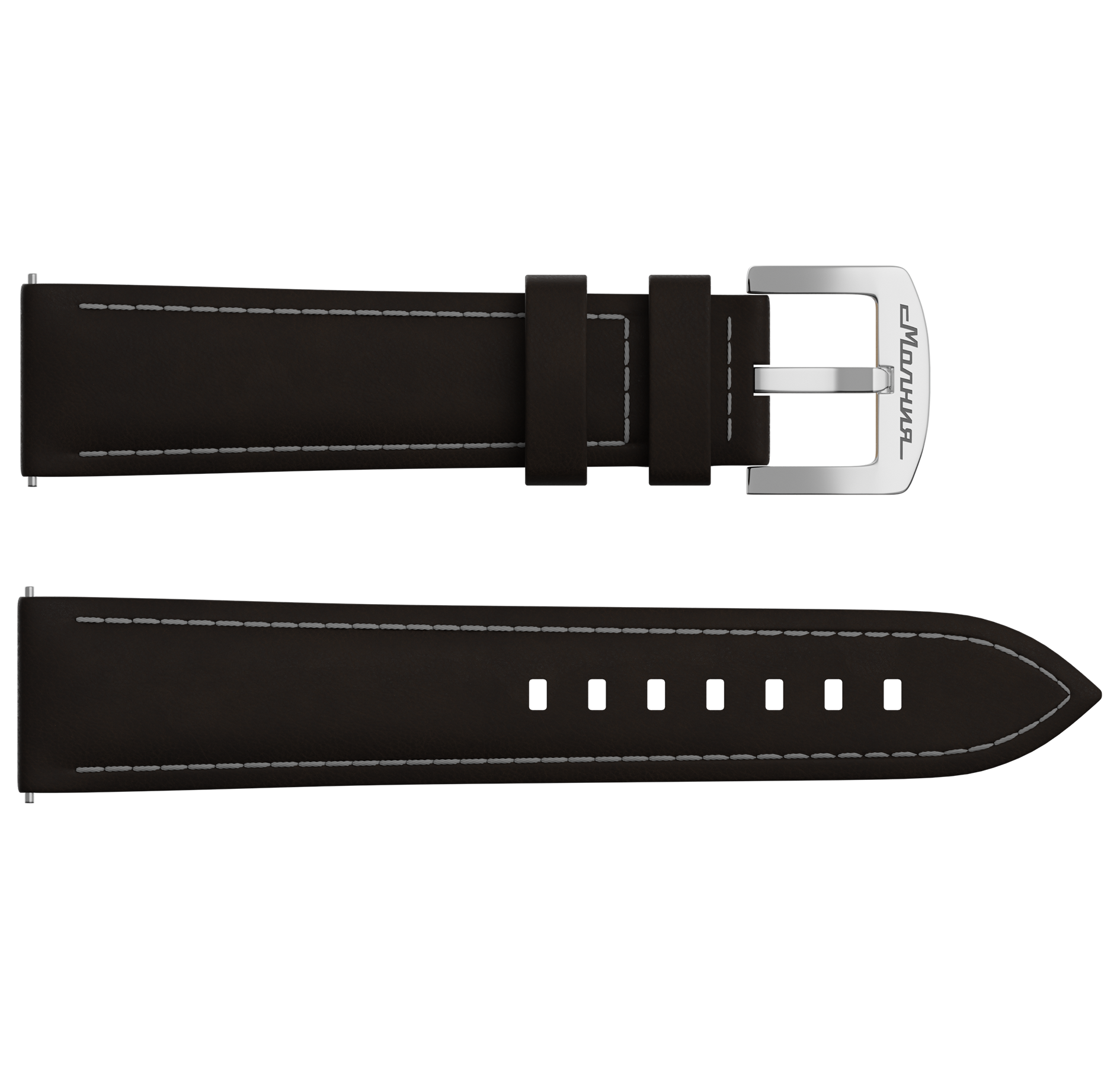 Dark brown nubuck genuine leather strap, quick-change system, military buckle