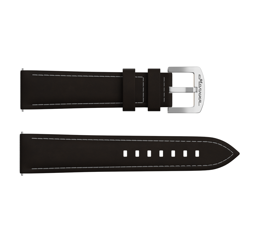 Dark brown nubuck genuine leather strap, quick-change system, military buckle