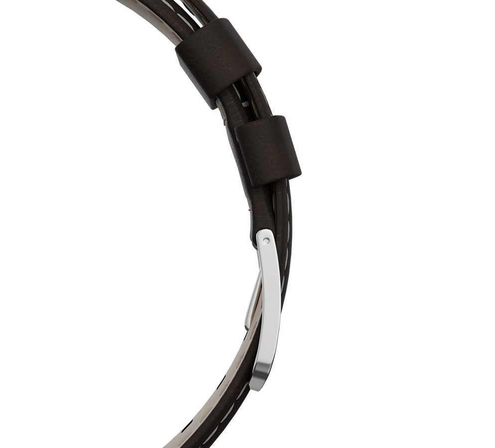 Dark brown nubuck genuine leather strap, quick-change system, military buckle