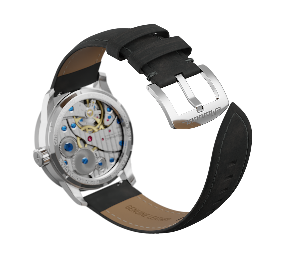 Nubuck genuine leather, grey, quick-change system, buckle clasp