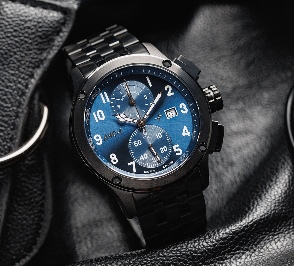 AChS-1 3520.D 44 mm quartz chronograph blue matt