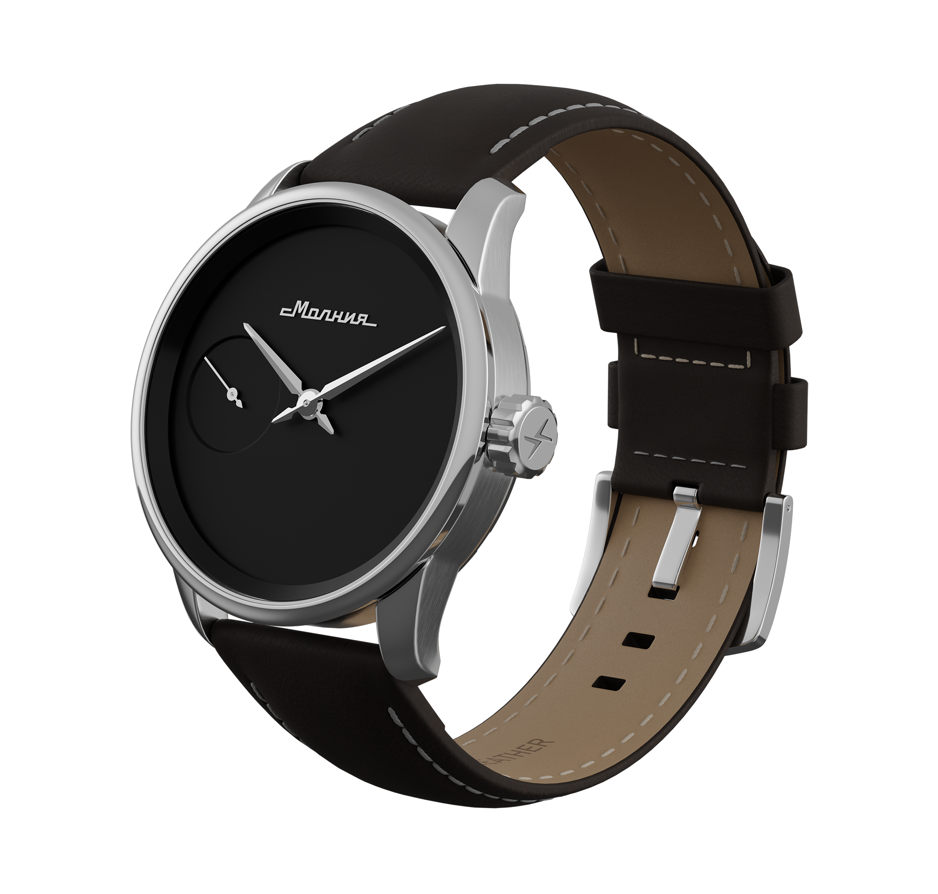 Dark brown nubuck genuine leather strap, quick-change system, military buckle