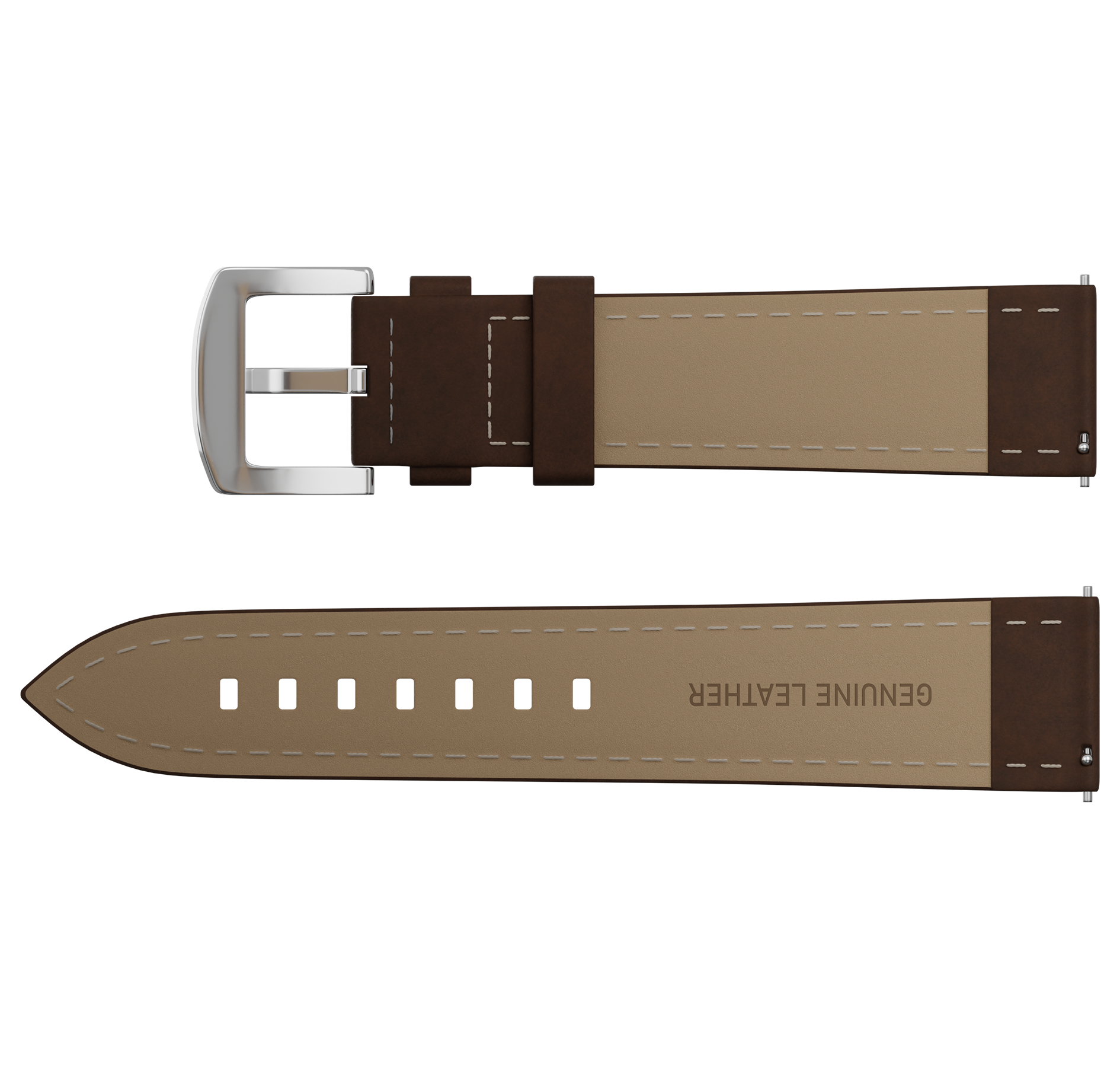 Brown nubuck genuine leather strap, quick-change system, military buckle