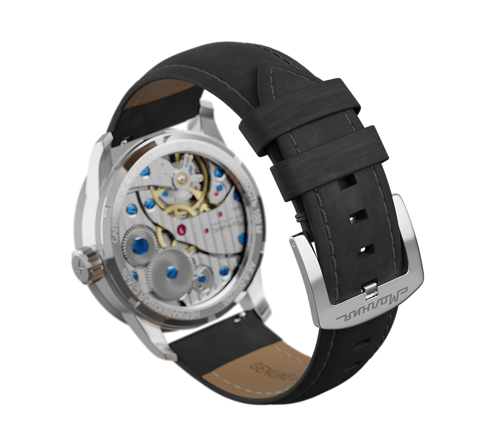 Nubuck genuine leather, grey, quick-change system, buckle clasp