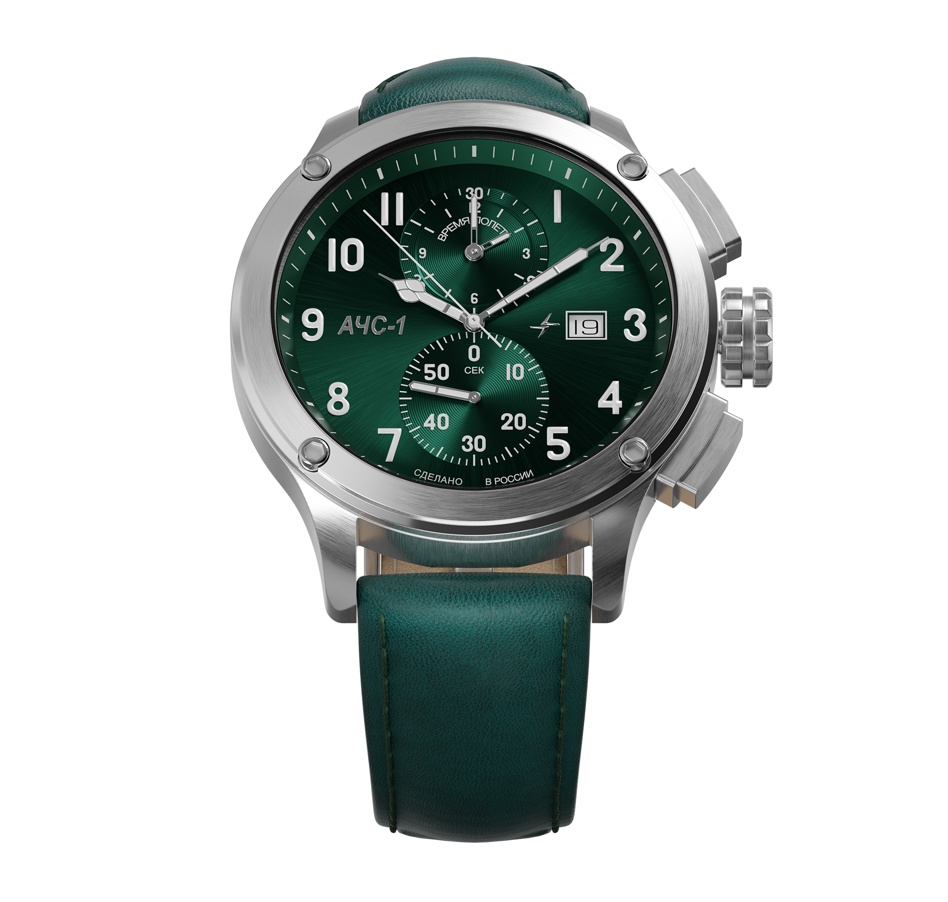 AChS-1 3520.D 44 mm cronógrafo de cuarzo negro mate