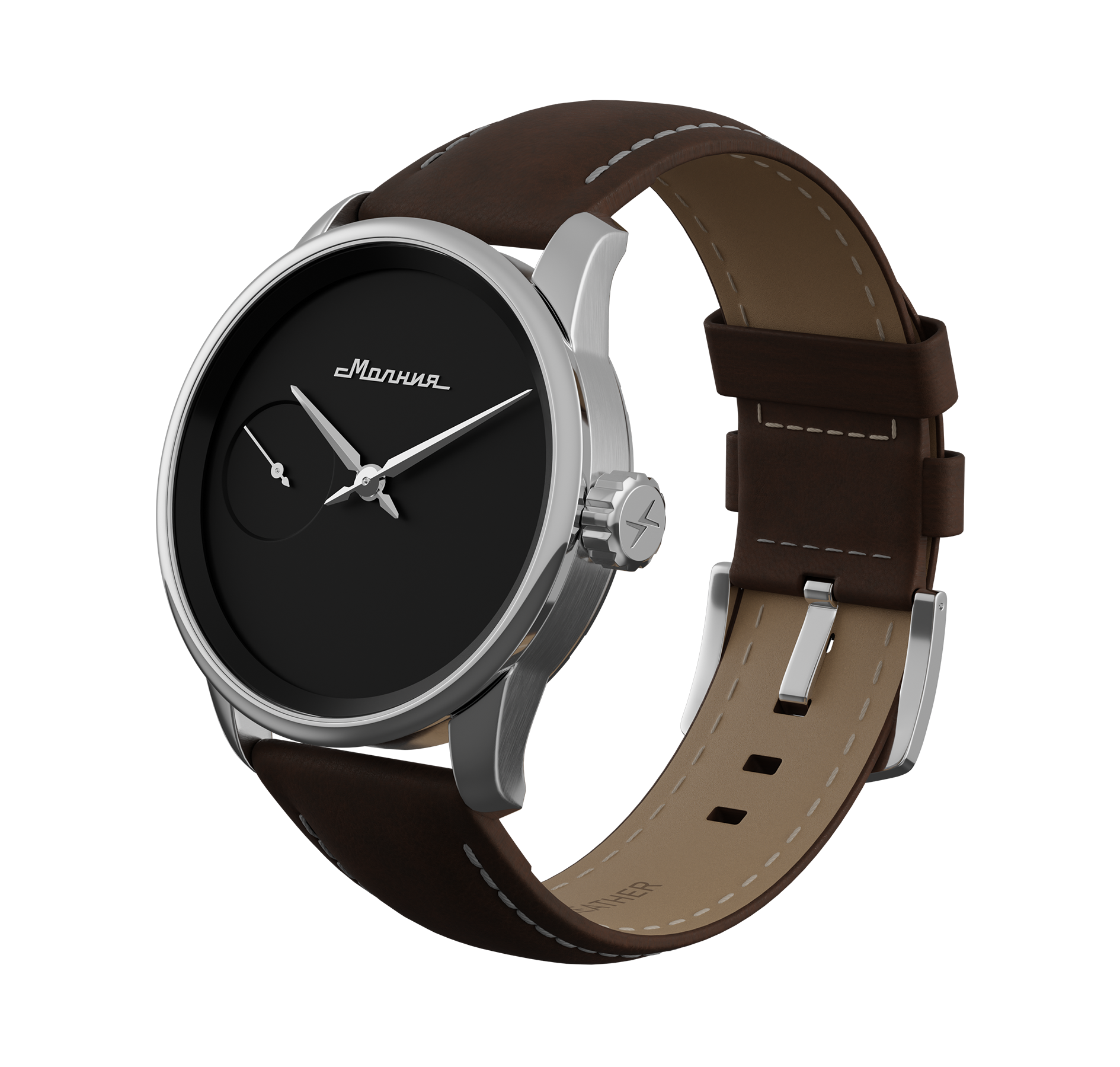 Brown nubuck genuine leather strap, quick-change system, military buckle