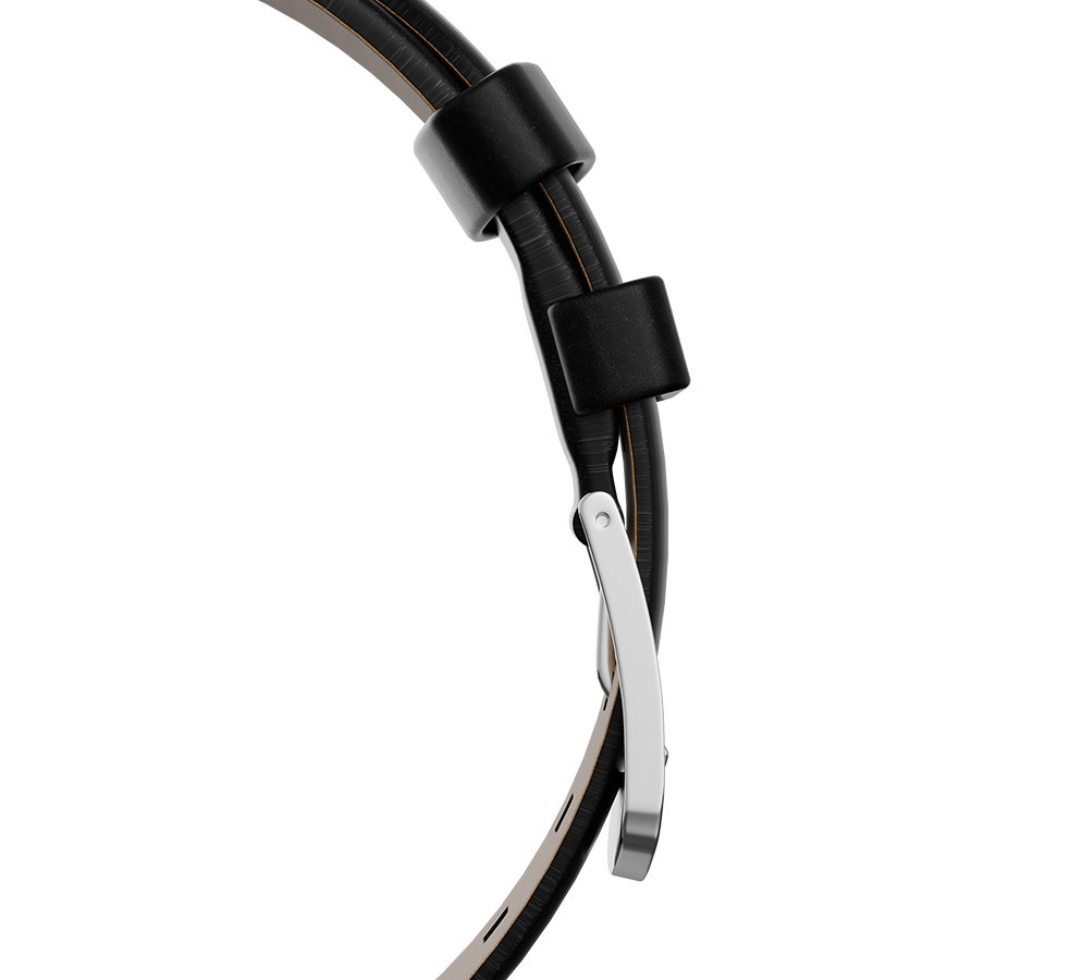Genuine leather, black, quick change system, military style.