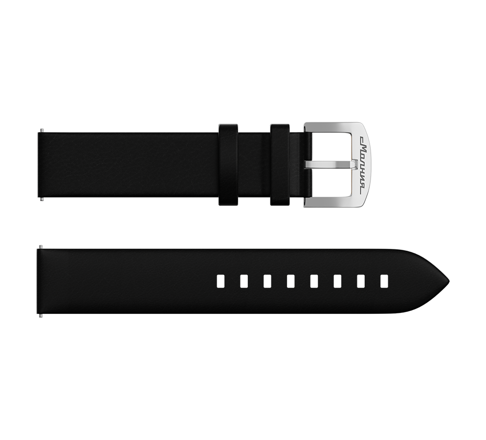 Genuine leather, black, quick change system, military style.