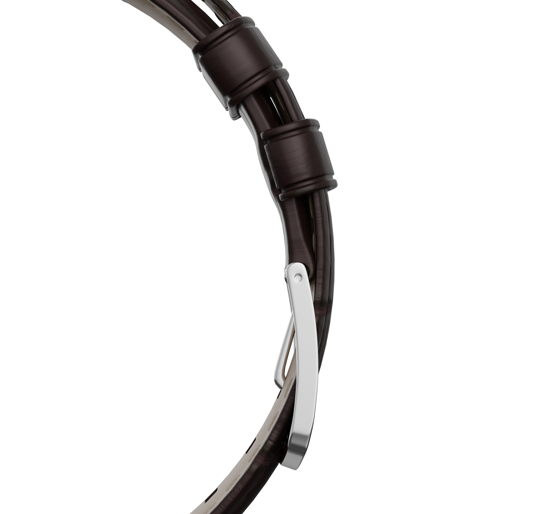 Embossed genuine leather, brown, buckle clasp