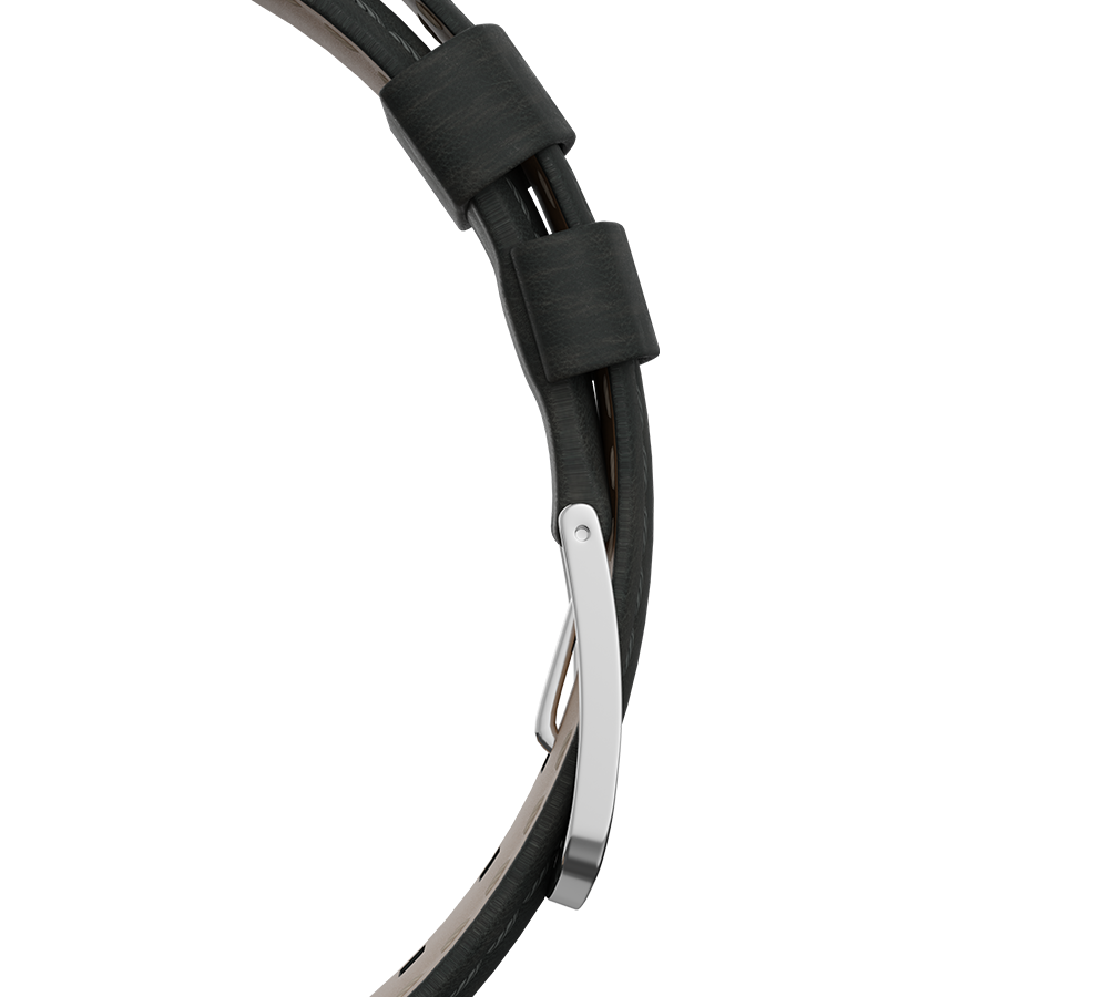 Nubuck genuine leather, grey, quick-change system, buckle clasp
