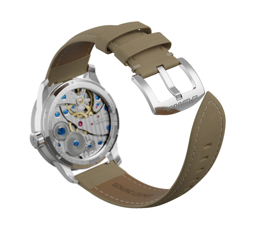 Cuero nobuck beige, sistema de cambio rápido, hebilla