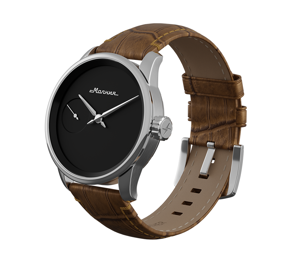 Embossed genuine leather, beige, buckle clasp