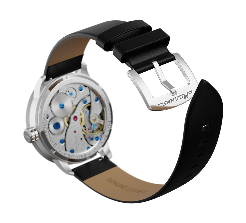 Genuine leather, black, quick change system, military style.