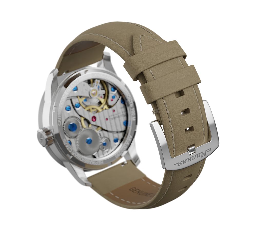 Cuero nobuck beige, sistema de cambio rápido, hebilla