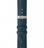Black embossed genuine leather strap, pin buckle, 20 mm