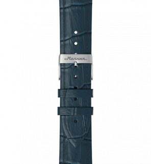 Black embossed genuine leather strap, pin buckle, 20 mm